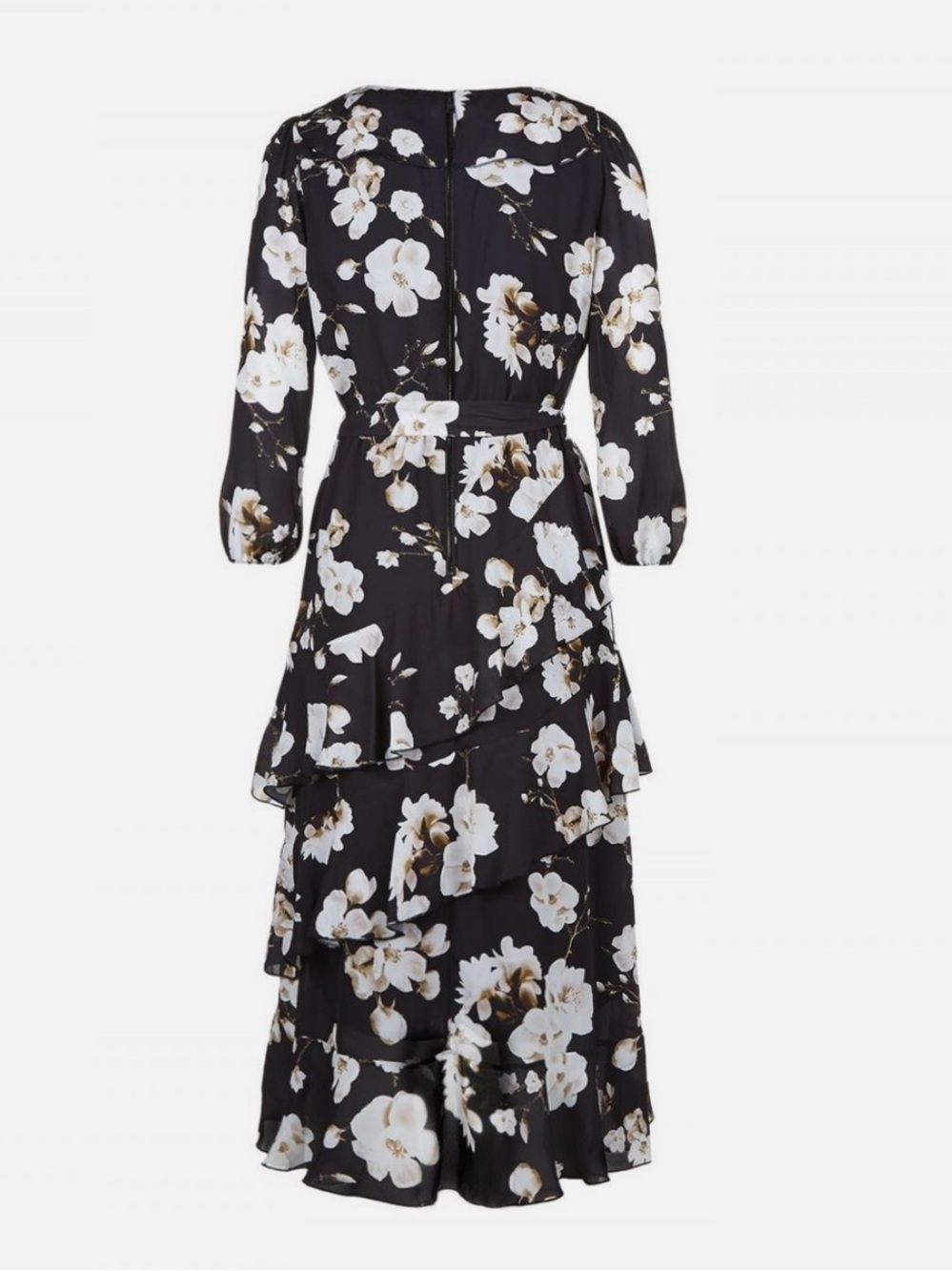 Alice + Olivia Kye Ruffle Floral Print Crepe Midi Dress - Picture 5 of 14
